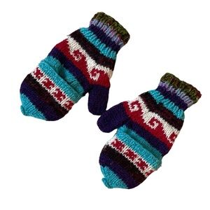 HANDMADE Nepal Wool Knit Convertible Mittens Fingerless Gloves Winter